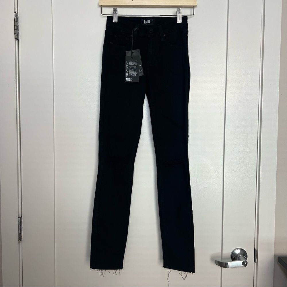 Paige Skinny Jeans Womens Size 23 Black Verdugo Ankle Raw Hem Domino Destructed